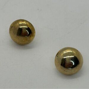 Gold Vermeil Over Sterling Silver Puffy Round Earrings 925 For Women